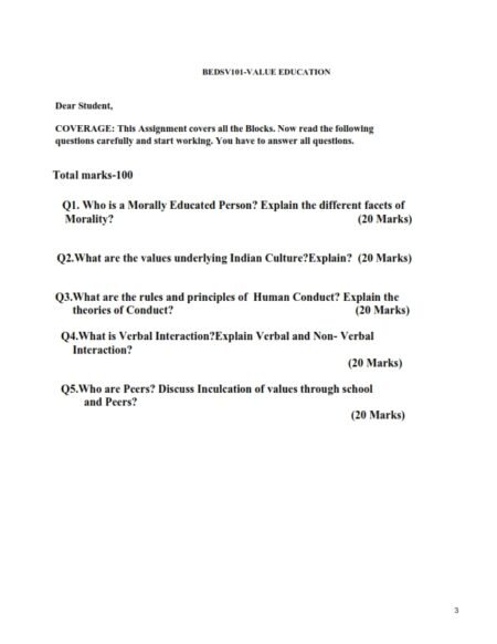 IGNOU BEDSV-101 Solved Assignment 2025 English Medium
