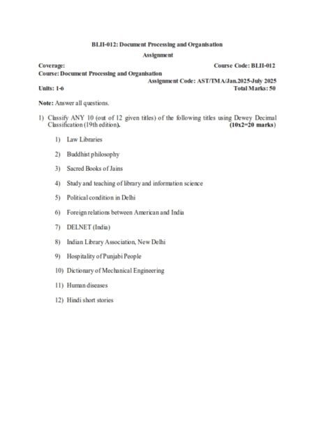 IGNOU BLII-012 Solved Assignment Jan & July 2025 English Medium