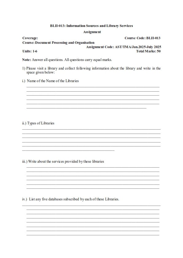 IGNOU BLII-013 Solved Assignment Jan & July 2025 English Medium