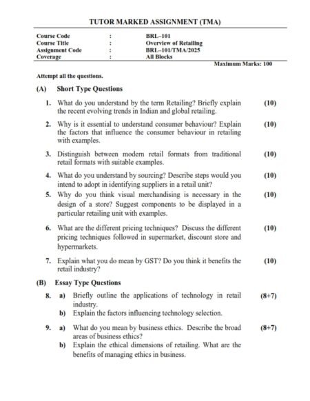 IGNOU BRL-101 Solved Assignment 2025 English Medium