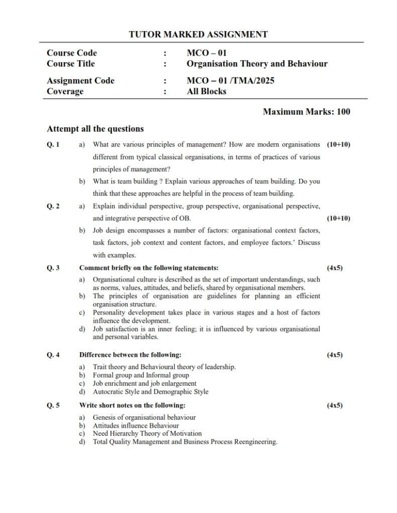 IGNOU MCO-01 Solved Assignment 2025 English Medium