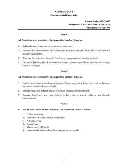 IGNOU MGG-07 Solved Assignment 2025 English Medium