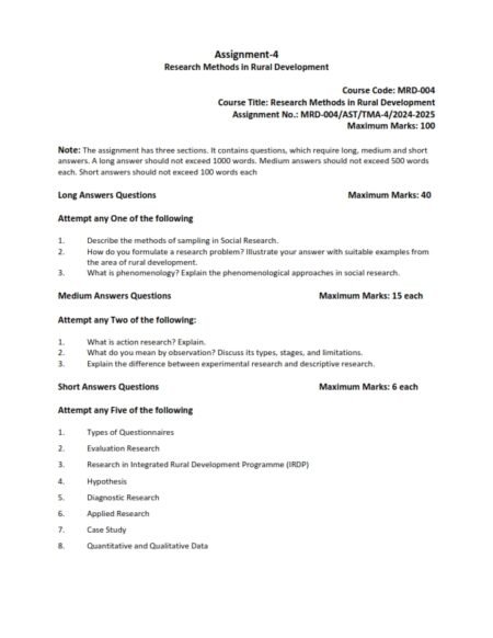 IGNOU MRD-004 Solved Assignment 2024-25 English Medium