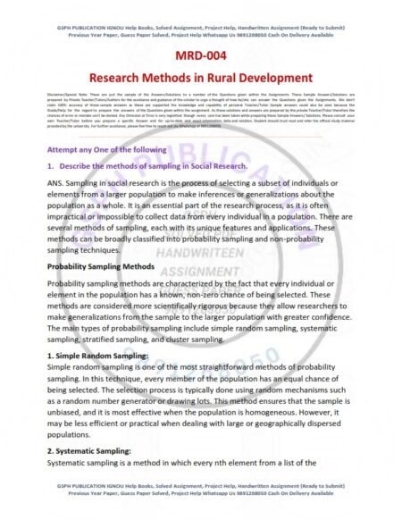 IGNOU MRD-004 Solved Assignment 2024-25 English Medium