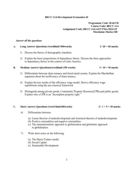 IGNOU BECC-114 Solved Assignment 2024-25 English Medium