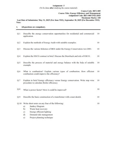 IGNOU BEY-005 Solved Assignment 2025 English Medium