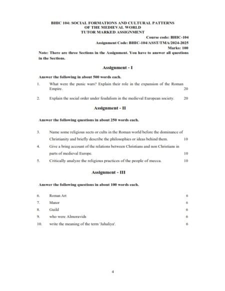 IGNOU BHIC-104 Solved Assignment 2024-25 English Medium