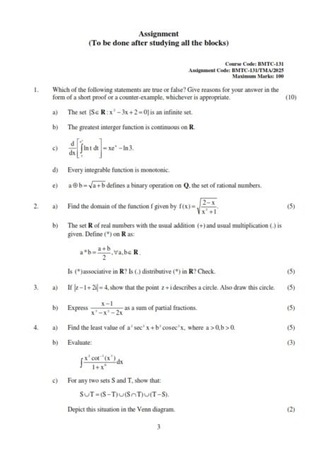 IGNOU BMTC-131 Solved Assignment 2025 English Medium