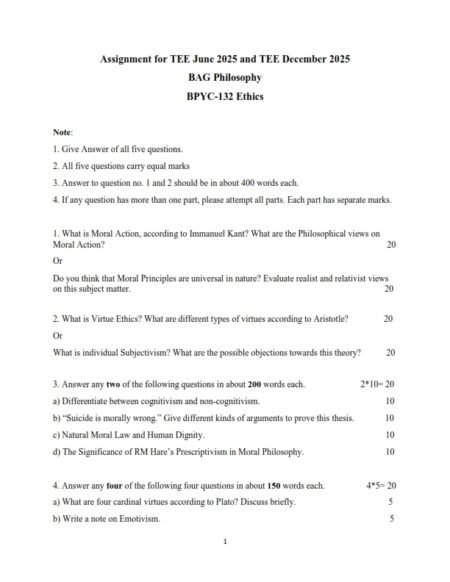 IGNOU BPYC-132 Solved Assignment 2025 English Medium