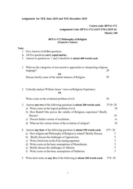 IGNOU BPYG-172 Solved Assignment 2024-25 English Medium
