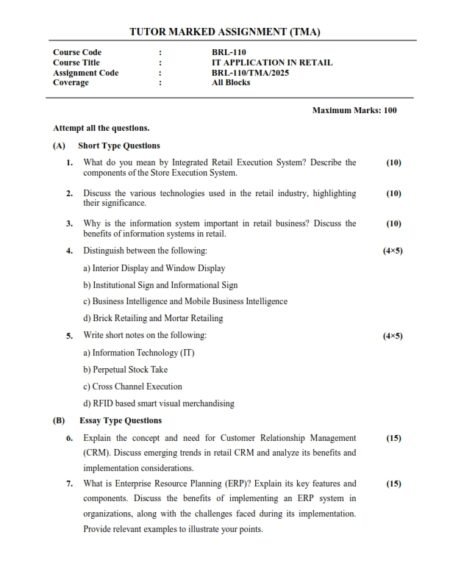 IGNOU BRL-110 Solved Assignment 2025 English Medium