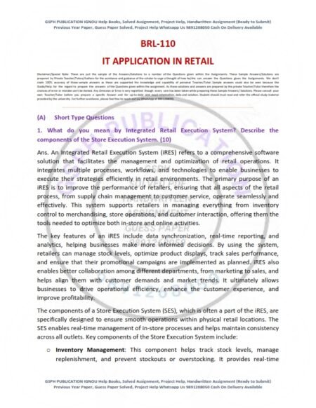 IGNOU BRL-110 Solved Assignment 2025 English Medium