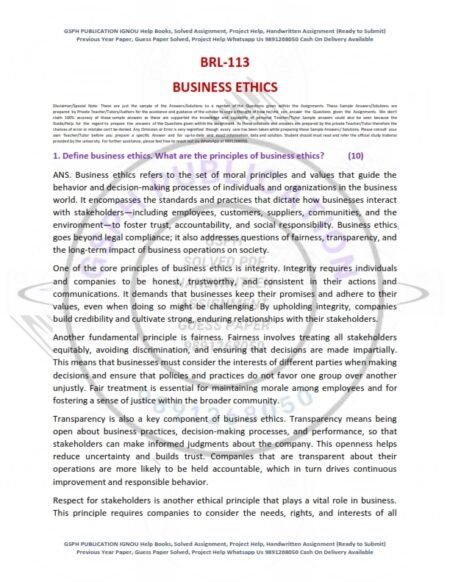 IGNOU BRL-113 Solved Assignment 2025 English Medium