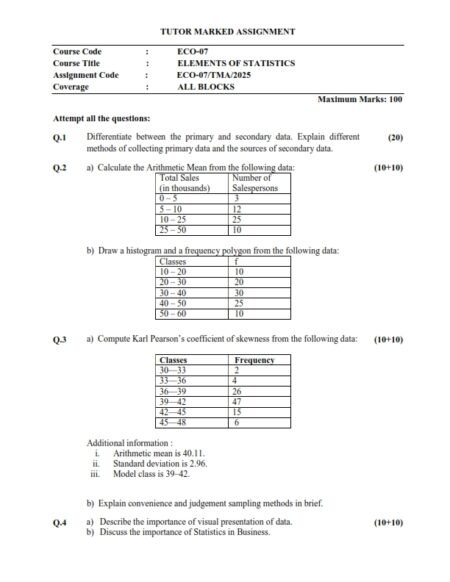 IGNOU ECO-07 Solved Assignment 2025 English Medium