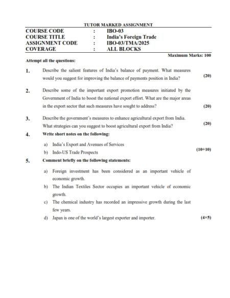 IGNOU IBO-02 Solved Assignment 2025 English Medium(PGDIBO)