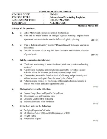 IGNOU IBO-05 Solved Assignment 2025 English Medium(PGDIBO)