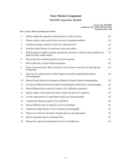 IGNOU MCH-002 Solved Assignment 2025 English Medium