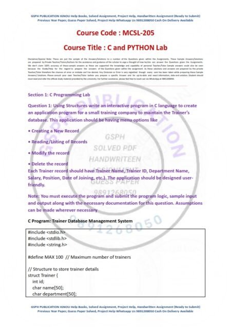 IGNOU MCSL-205 Solved Assignment 2025 English Medium(BCA_NEW) - Image 3