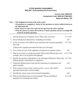 IGNOU MED-001 Solved Assignment 2025 English Medium