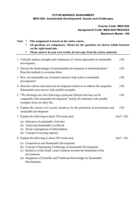 IGNOU MED-002 Solved Assignment 2025 English Medium