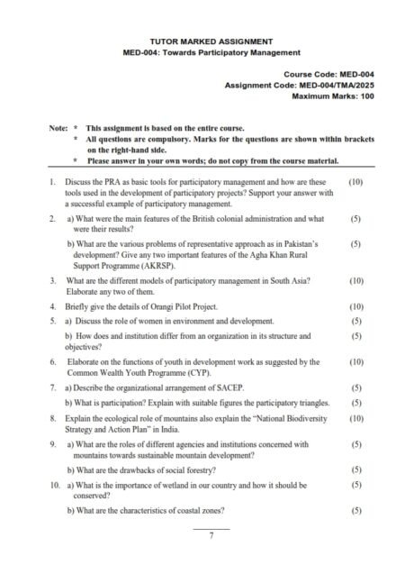 IGNOU MED-004 Solved Assignment 2025 English Medium