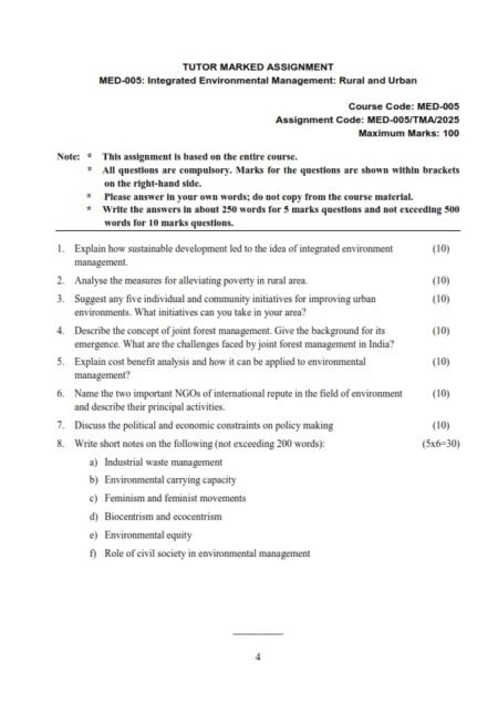 IGNOU MED-005 Solved Assignment 2025 English Medium