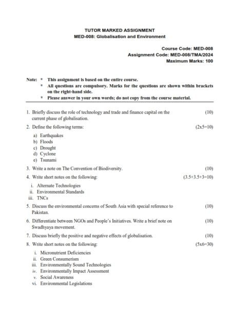 IGNOU MED-008 Solved Assignment 2025 English Medium