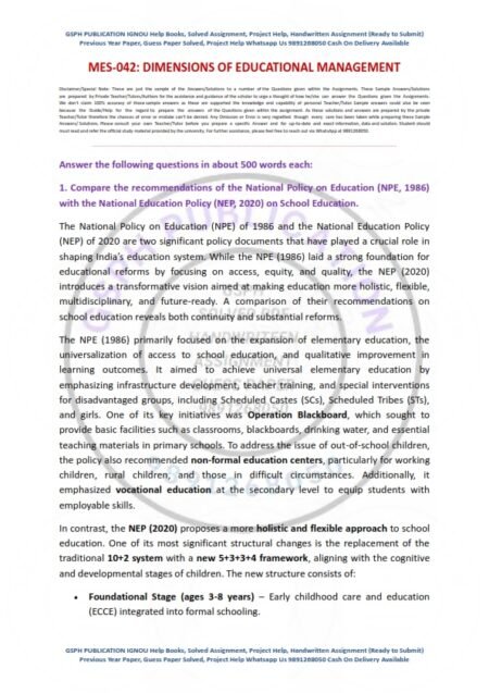 IGNOU MES-042 Solved Assignment 2025 English Medium