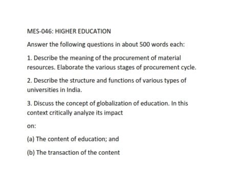 IGNOU MES-046 Solved Assignment 2025 English Medium
