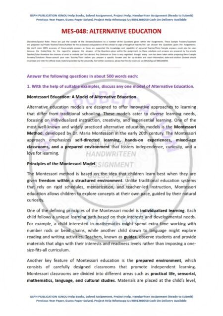 IGNOU MES-048 Solved Assignment 2025 English Medium