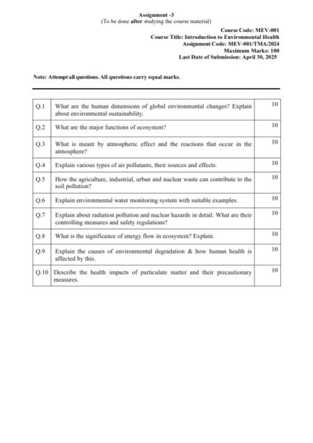 IGNOU MEV-001 Solved Assignment JAN 2025 English Medium