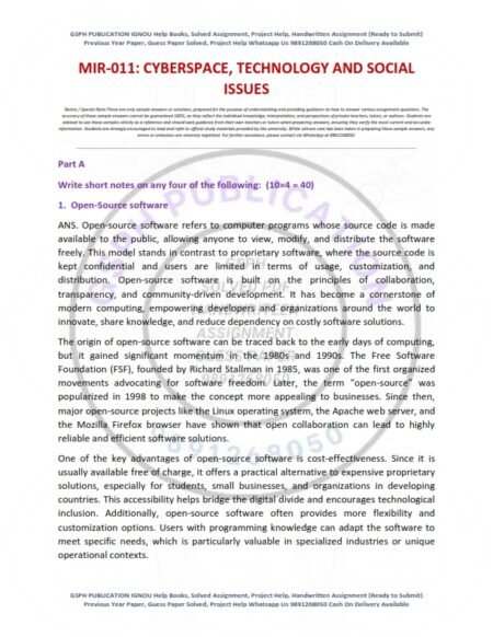 IGNOU MIR-011 Solved Assignment 2025 English Medium