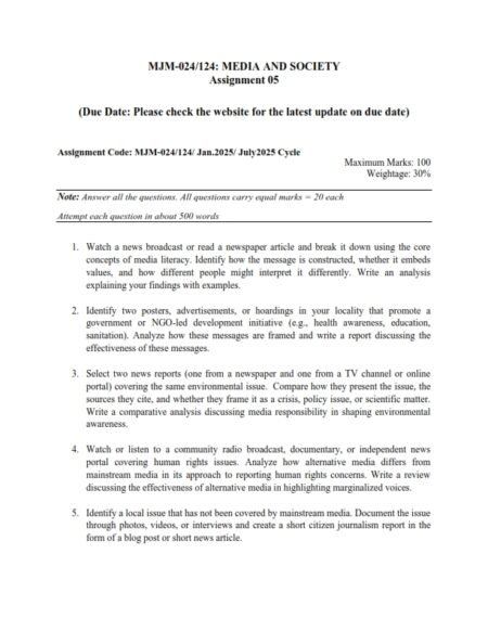 IGNOU MJM-24 Solved Assignment 2025 English Medium