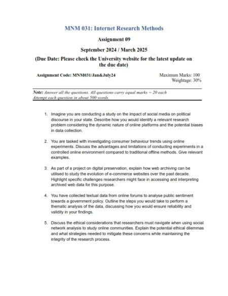 IGNOU MNM-031 Solved Assignment 2024 English Medium
