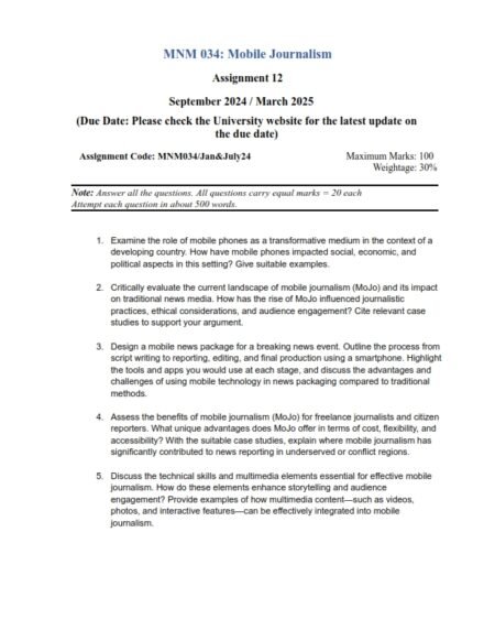 IGNOU MNM-034 Solved Assignment 2024 English Medium