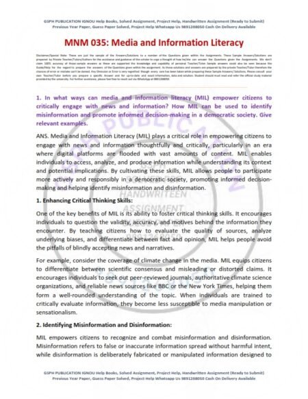 IGNOU MNM-035 Solved Assignment 2024 English Medium