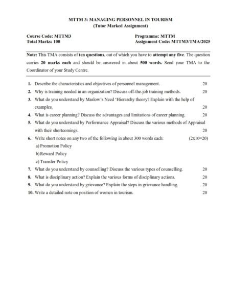 IGNOU MTTM-03 Solved Assignment 2025 English Medium