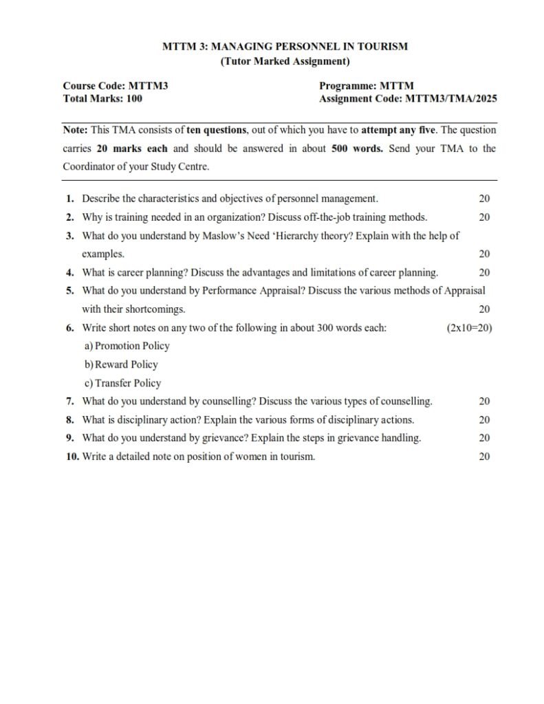 IGNOU MTTM-03 Solved Assignment 2025 English Medium
