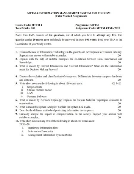 IGNOU MTTM-04 Solved Assignment 2025 English Medium