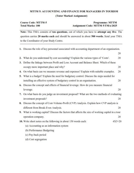 IGNOU MTTM-05 Solved Assignment 2025 English Medium