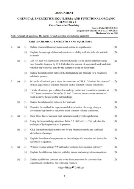 IGNOU BCHCT-133 Solved Assignment 2025 English Medium