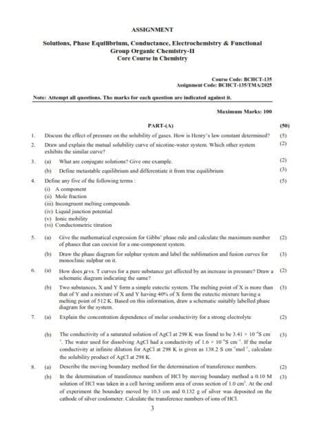 IGNOU BCHCT-135 Solved Assignment 2025 English Medium