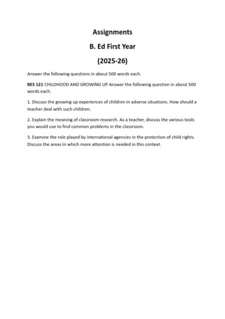IGNOU BES-121 Solved Assignment 2025-26 English Medium