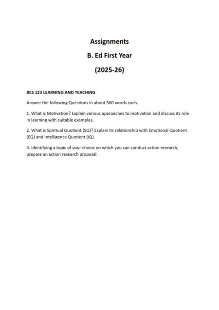 IGNOU BES-123 Solved Assignment 2025-26 English Medium