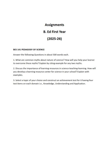IGNOU BES-141 Solved Assignment 2025-26 English Medium