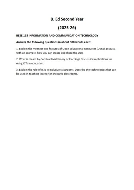 IGNOU BESE-135 Solved Assignment 2025-26 English Medium