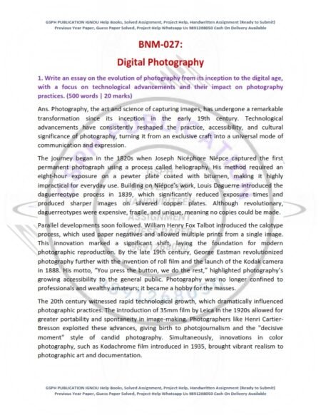 IGNOU BNM-027 Solved Assignment 2025 English Medium