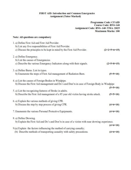 IGNOU BNS-140 Solved Assignment 2025 English Medium