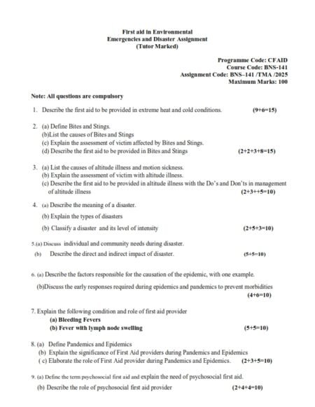 IGNOU BNS-141 Solved Assignment 2025 English Medium