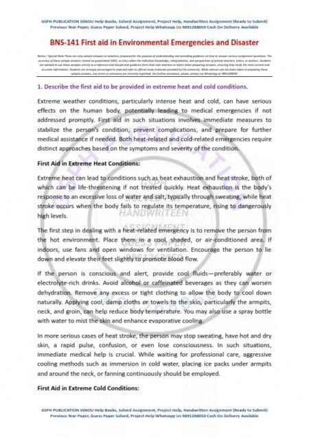 IGNOU BNS-141 Solved Assignment 2025 English Medium